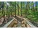 Backyard featuring wooden staircase leading to a wooded forest at 3300 Old Mill Ct, Decatur, GA 30033