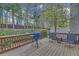 Backyard deck featuring an outdoor grill and furniture surrounded by a natural wooded area at 545 Woodland Park Ter, Lawrenceville, GA 30043