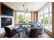 Bright living room with a corner fireplace and large windows with natural light at 675 Drewry Ne St # 303, Atlanta, GA 30306