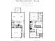 A blueprint depicting the first and second floor of the house layout with details on room placements at 134 Wards Crossing Way # 17, Johns Creek, GA 30022