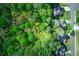 An aerial view shows a home nestled among lush trees in a peaceful neighborhood at 3027 Clove Tree Ln, Woodstock, GA 30189