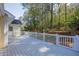 Large back deck offering view of backyard and privacy with door to the house at 3027 Clove Tree Ln, Woodstock, GA 30189
