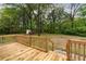 A wooden deck overlooks the grassy backyard with mature trees at 733 Pegg Sw Rd, Atlanta, GA 30315