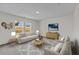 Bright living room featuring neutral paint, comfy sofas, and a modern coffee table at 7771 Sudbury Cir, Covington, GA 30014