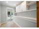 Bright pantry area with white cabinets, stone countertop, and door leading to the outside at 2356 Pinkney Dr, Marietta, GA 30062