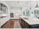 Modern kitchen featuring an island with countertop seating, stainless steel appliances, and hardwood floors at 1401 Kings Park Nw Dr, Kennesaw, GA 30152
