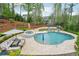 A luxurious pool and hot tub with elegant patio furniture enhance this backyard retreat at 1401 Kings Park Nw Dr, Kennesaw, GA 30152