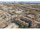 Aerial view showcasing the building complex with city skyline in the background, perfect for urban living at 1199 Huff Nw Rd # 127, Atlanta, GA 30318