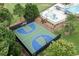 Aerial view of community basketball court next to tennis courts and community pool at 2788 Bridle Ridge Way, Buford, GA 30519