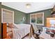 Comfortable bedroom with a desk space near windows and warm wall color and trim at 3658 Brock Rd, Duluth, GA 30096