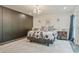 Serene main bedroom with built-in wardrobes, stylish decor, and a plush patterned bed at 3658 Brock Rd, Duluth, GA 30096