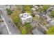 Aerial view of a building surrounded by lush green trees, a parking lot, and a nearby street at 287 14Th Nw St # 8, Atlanta, GA 30318
