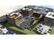 A vibrant aerial view of the mixed-use development showcasing the building exteriors and parking area at 120 N Main St # 2A, Alpharetta, GA 30009
