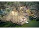 An aerial perspective on lakefront homes, revealing the serene landscape at 1280 Tynecastle Way, Sandy Springs, GA 30350