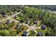 Aerial view showcases neighborhood homes surrounded by lush greenery and mature trees at 15 Sloane Ct, Covington, GA 30016