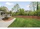 Large backyard with mature trees, lush lawn, patio and privacy fence at 2376 Academy Ne Ct, Atlanta, GA 30345