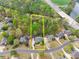 Beautiful aerial view of a property with approximate property lines and mature trees in a residential neighborhood at 1870 Chattahoochee Run Dr, Suwanee, GA 30024