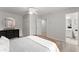 Bedroom with carpet, ceiling fan, en suite bathroom, and a large closet at 1870 Chattahoochee Run Dr, Suwanee, GA 30024