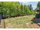 A level, grassy backyard with a black metal fence and mature trees at 95 Nesbit Reserve Ct, Alpharetta, GA 30022