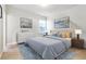 Beautiful bedroom features bright natural light, blue accent rug and modern decor at 95 Nesbit Reserve Ct, Alpharetta, GA 30022