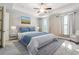 Serene main bedroom featuring neutral tones, tray ceilings, natural light, and tastefully coordinated decor and furniture at 95 Nesbit Reserve Ct, Alpharetta, GA 30022