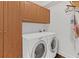Convenient laundry room with washer, dryer, utility sink, and storage cabinets at 3101 Howell Mill Nw Rd # 301, Atlanta, GA 30327