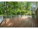 Large wooden deck perfect for outdoor entertaining with white wood railing at 5145 Davantry Dr, Dunwoody, GA 30338