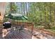 Outdoor deck with grill, umbrella, and ample seating for entertaining surrounded by lush greenery at 671 Valley Green Ne Dr, Atlanta, GA 30342