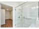 Contemporary bathroom with a glass shower and a large dressing area at 807 Bridget Sw Walk, Powder Springs, GA 30127