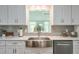 Close-up of a kitchen sink with a stainless steel faucet and stylish backsplash at 1590 Arden Sw Dr, Marietta, GA 30008