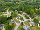 Neighborhood aerial view highlights lush greenery, mature trees, and the home's positioning within the community at 1125 Reunion Pl, Atlanta, GA 30331