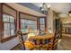 Breakfast nook with windows offering backyard views, adjacent to the kitchen at 460 Haynes Creek Circle, Oxford, GA 30054