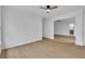 Main bedroom features a ceiling fan and entrance to the adjacent bathroom at 9429 Golfview Pt, Villa Rica, GA 30180