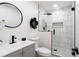 Modern bathroom featuring glass door shower and vessel sink with black fixtures at 4506 Dorset Dr, Decatur, GA 30035