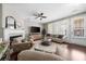 Comfortable living room featuring a fireplace and view to outside patio at 6088 Holly Park Se Ln, Mableton, GA 30126
