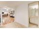 Finished basement with a connecting bathroom, a treadmill, and wood laminate floors at 1900 Denton Walk Ct, Marietta, GA 30062