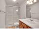 Well-maintained bathroom featuring a shower and vanity with storage at 3085 Woodbridge Ln, Canton, GA 30114