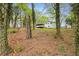 View of backyard with many mature trees and an elevated view of the home at 2617 Peggy Sue Ln, Morrow, GA 30260