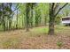 Large backyard with trees and foliage throughout, and a view of the home's screened-in porch at 2617 Peggy Sue Ln, Morrow, GA 30260