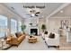 Virtually staged living area with ample natural light and a cozy fireplace at 1431 Winding Ridge Trl, Buford, GA 30548