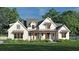 Charming two-story farmhouse featuring white siding, black-trimmed windows, and a welcoming front porch at 278 Sardis Cir, Canton, GA 30114