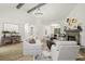 Bright living room with stone fireplace, vaulted ceilings, wood beams and flooring at 3765 Michaels Way, Cumming, GA 30040