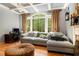 Beautiful living room with large windows showcasing wooded views, a fireplace, and comfortable seating at 3907 Fellowship Dr, Buford, GA 30519