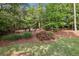 Landscaped backyard featuring flowering bushes and a seating area at 9075 Preston Ln, Suwanee, GA 30024