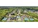 Bird's eye view of neighborhood with pool, tennis courts, and manicured landscaping at 512 Watercress Dr, Woodstock, GA 30188
