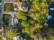 Aerial view featuring lakefront homes, private docks, and lush green trees surrounding the lake at 6477 Old Shadburn Ferry Rd, Buford, GA 30518