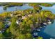 Scenic aerial perspective of lakeside homes with private docks and surrounding woods at 6477 Old Shadburn Ferry Rd, Buford, GA 30518