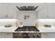 Gourmet kitchen features white cabinetry, stainless steel appliances, pot filler, and a modern range hood at 1010 Lake Shore Overlook, Alpharetta, GA 30005