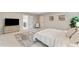 Comfortable main bedroom with plush rug, neutral decor, flat screen TV, and access to walk-in closet at 1010 Lake Shore Overlook, Alpharetta, GA 30005