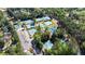 Aerial view of many well-maintained tennis courts nestled in a lush green wooded area near parking lot at 1010 Lake Shore Overlook, Alpharetta, GA 30005